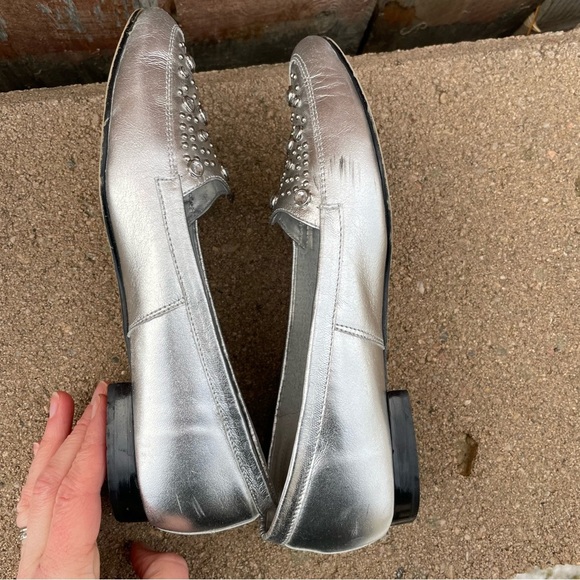 SEBASTINO Vintage Women’s Leather Silver Beaded Flat Loafer Shoe Size 7N - Picture 12 of 12